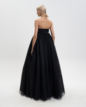 Off-White Черное платье макси с шерстью с драпировкой 2DB56VS26FAB001