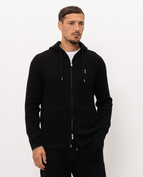 Brunello Cucinelli Чорна спортивна куртка з вишивкою емблеми M22704806G