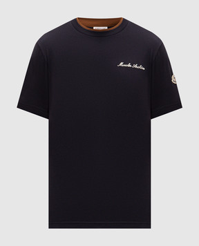 Moncler Голубая футболка с вышивкой логотипа L10918C0001589AYY