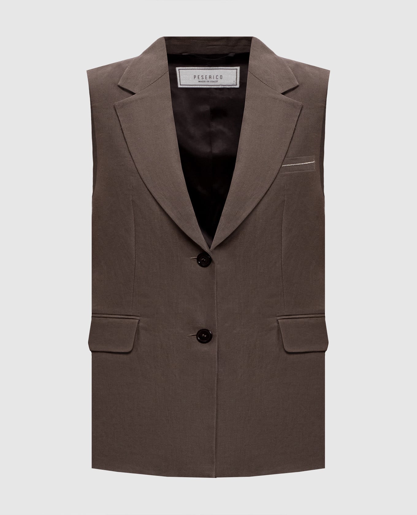Коричневый жилет из льна