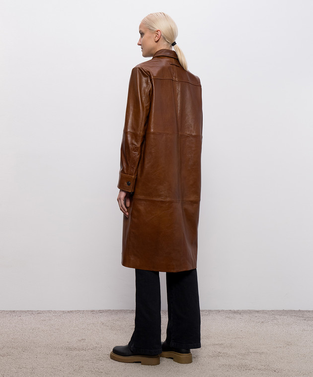 Max & Co Коричневе шкіряне пальто DOPPIA MCODOPPIA зображення 4