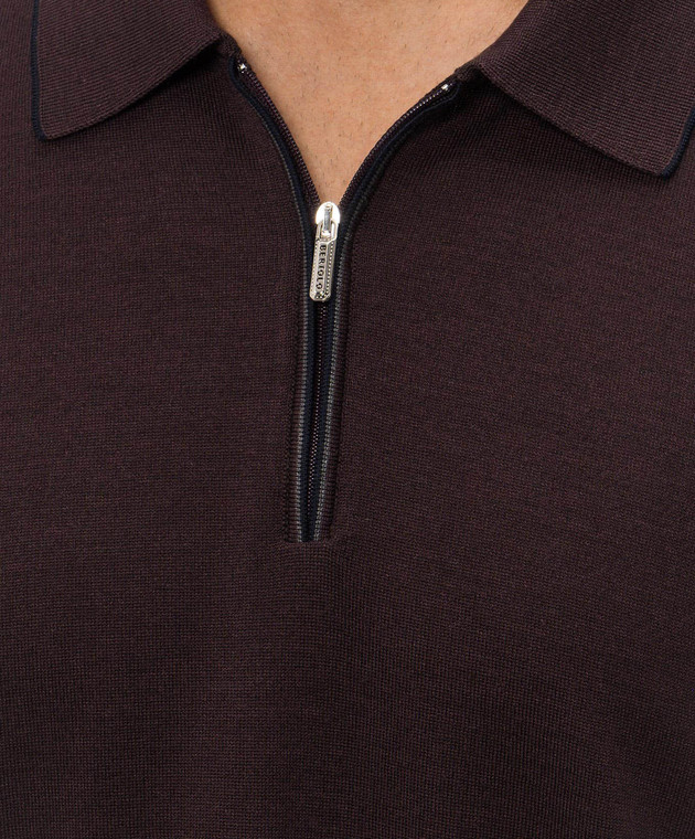 Bertolo Cashmere Фиолетовое поло из шелка и шерсти с молнией 90263600258758 изображение 5