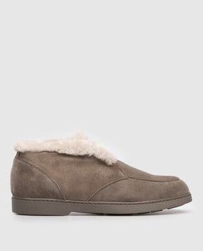 Doucal's Коричневі замшеві дезери на хутрі з ланцюжком моніль DD8676EDOUM252