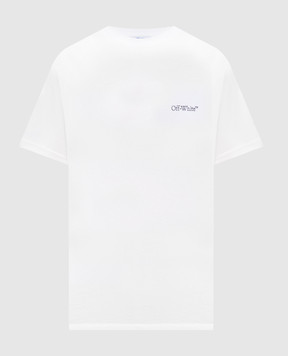 Off-White Біла футболка з квітковим принтом емблеми 2AA089S26JER002