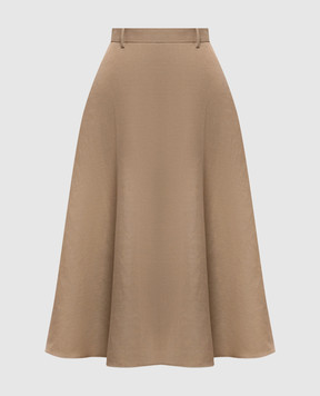 Agnona Бежева спідниця міді з льоном і шовком TG1101YU2108
