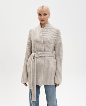 LISA YANG Серый кардиган на запах Jacqueline из кашемира 2026038