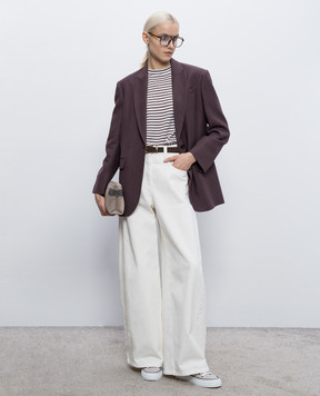 Brunello Cucinelli Белая футболка с кашемиром в полоску M9A849210