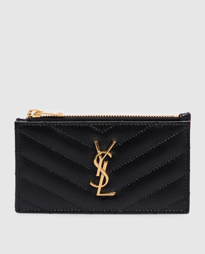 Saint Laurent Черный кожаный картхолдер Cassandre 607915BOW01