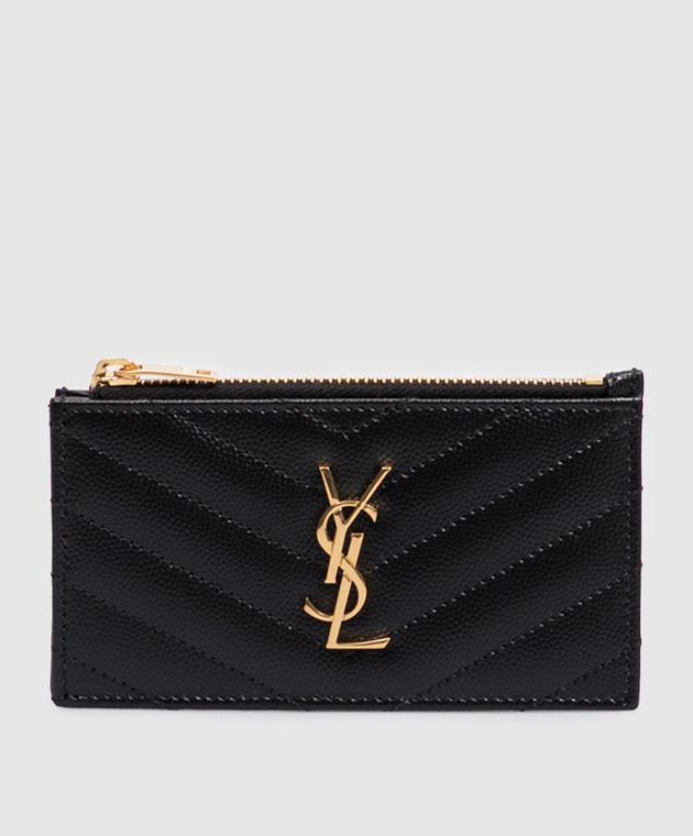 Saint Laurent Черный кожаный картхолдер Cassandre 607915BOW01