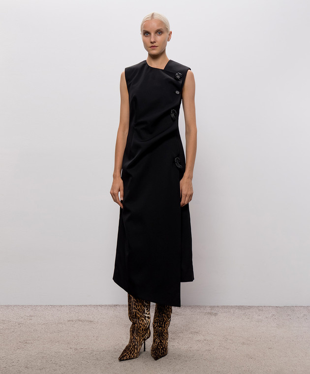 Bottega Veneta Черное платье из шерсти 873842V6DB0 изображение 3
