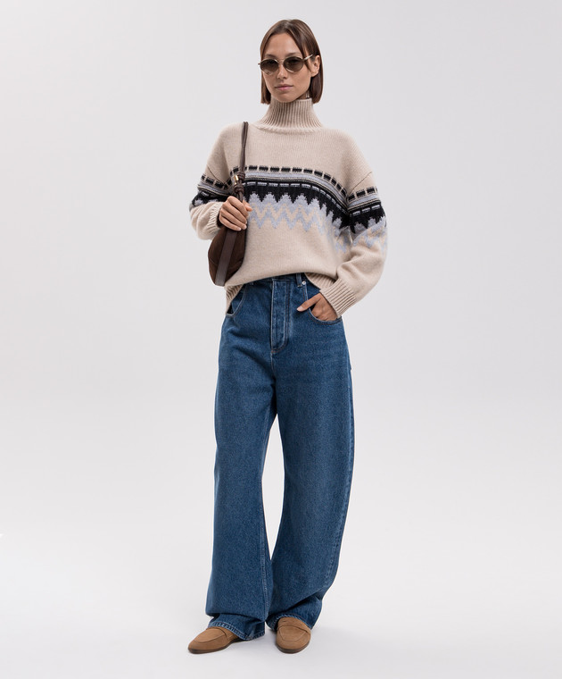 Allude Бежевий светр з кашеміру у візерунок 26551001 зображення 2