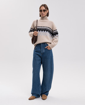 Allude Бежевий светр з кашеміру у візерунок 26551001