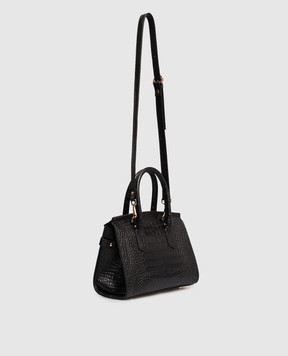 Gianni Notaro Черная кожаная сумка Cocco с тиснением под кожу крокодила 414COCCOORO