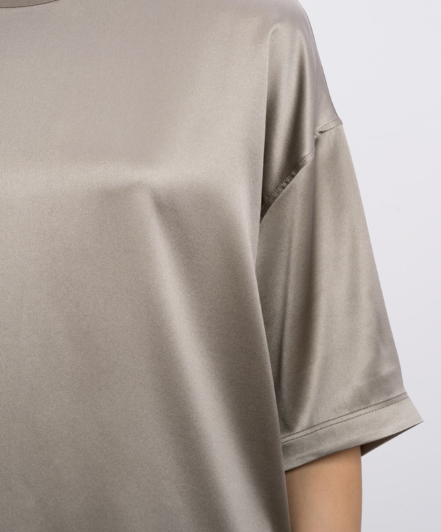 Brunello Cucinelli Блуза кольору хакі із шовком M0C59DZ310 зображення 5