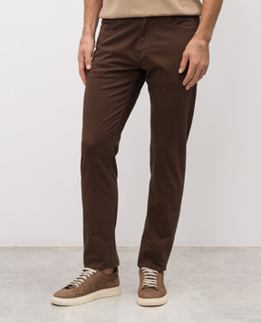 ISAIA Коричневі штани з патчем логотипа PNT005X0059