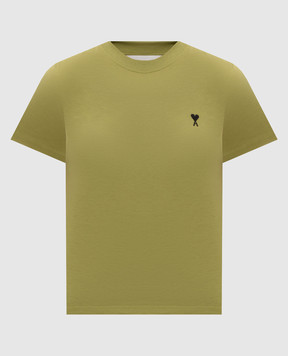 Ami Paris Зеленая футболка с вышивкой эмблемы FTS347724