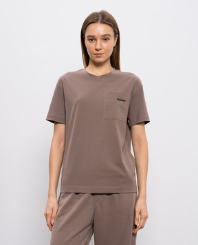 Brunello Cucinelli Коричнева футболка з ланцюжком моніль M0T81EC710