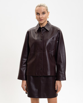 Max Mara Weekend Бордова шкіряна куртка в стилі сорочки WKDSCATOLA
