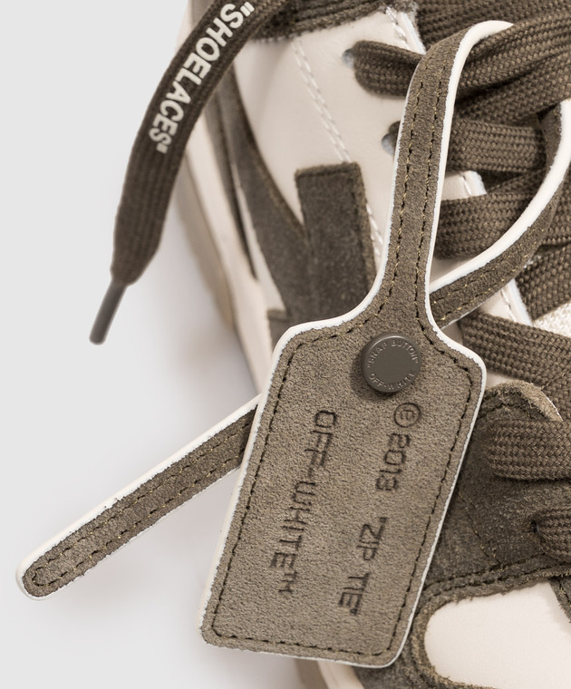 Off-White Кожаные кроссовки Out Of Office цвета хаки OF05728310 изображение 5