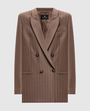 Etro Коричневый двубортный жакет из шерсти WRCA010899TJ213
