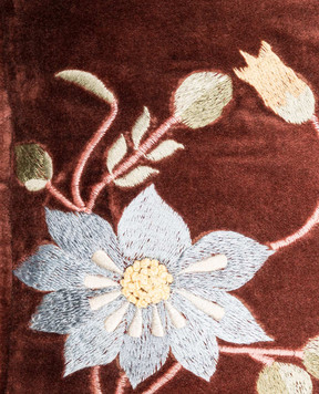 Les Ottomans Коричневая декоративная бархатная подушка с шелком EBC7840X60