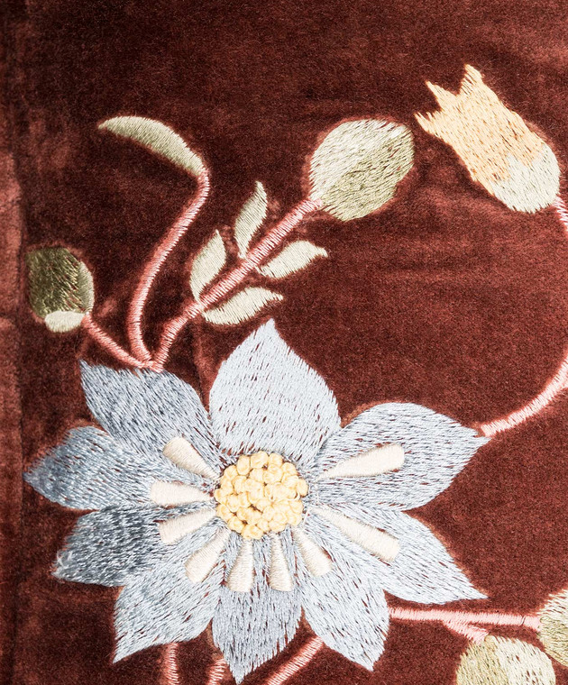 Les Ottomans Коричневая декоративная бархатная подушка с шелком EBC7840X60 изображение 3