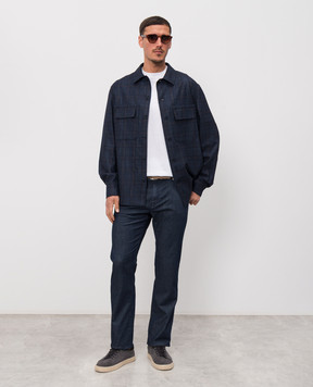 Castangia dal 1850 Синя сорочка з вовни та шовку BNT3