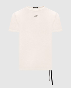 Ann Demeulemeester Белая футболка с контрастной вышивкой B0014216FA206