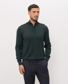 ISAIA Зелений джемпер з вовни з блискавкою MG8018YP005