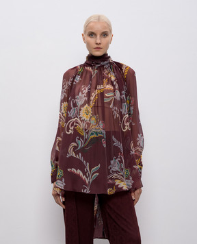 Etro Бордовая блуза из шелка WRJA015099SA1M0