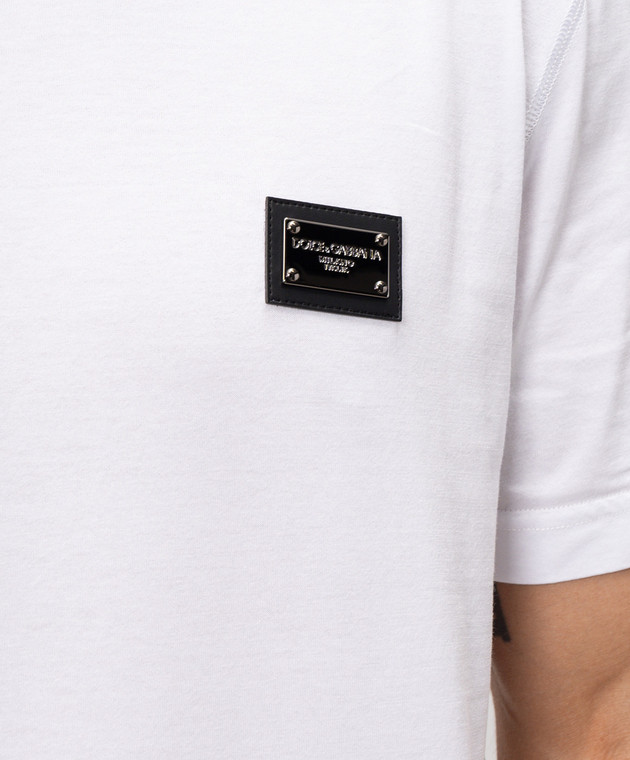 Dolce&Gabbana Біла футболка з патчем логотипа G8PT1TG7P1B зображення 5