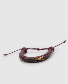 Saint Laurent Бордовый кожаный браслет CASSANDRE 820441AAF94