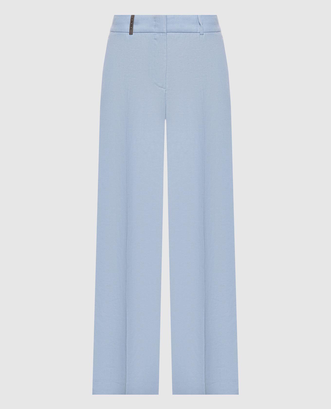 Голубые брюки с брендовым патчем