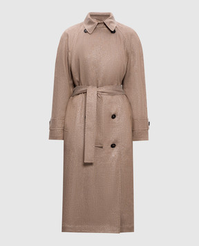 Brunello Cucinelli Бежевий тренч з льону з люрексом MH5269873