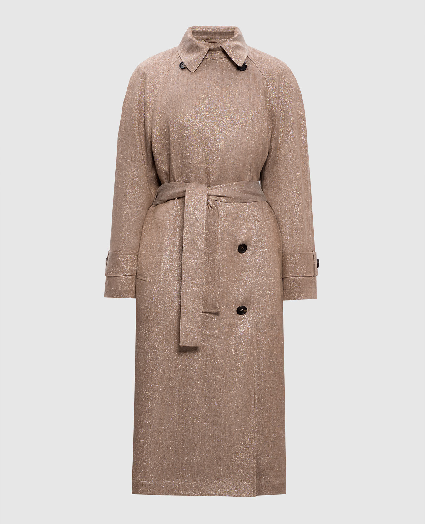 

Бежевый тренч из льна с люрексом, Тренчи