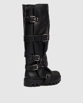 Dolce&Gabbana Чорні комбіновані чоботи з логотипом CU1288AX872