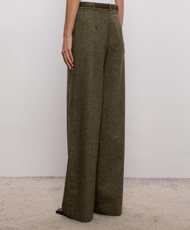 Max Mara Брюки GIOIA хаки с шерстью и шелком MSTGIOIA изображение 4