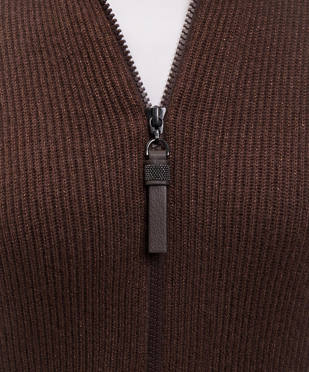 Brunello Cucinelli Коричневий кардиган з кашеміром з люрексом M1E224716P зображення 5