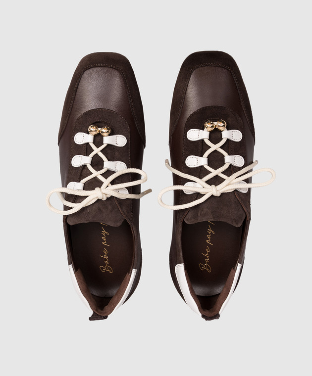 Babe Pay Pls Коричневі шкіряні кросівки з намистинами NICKY зображення 4