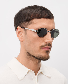 Saint Laurent Сріблясті сонцезахисні окуляри з гравіюванням логотипа 779851Y9902