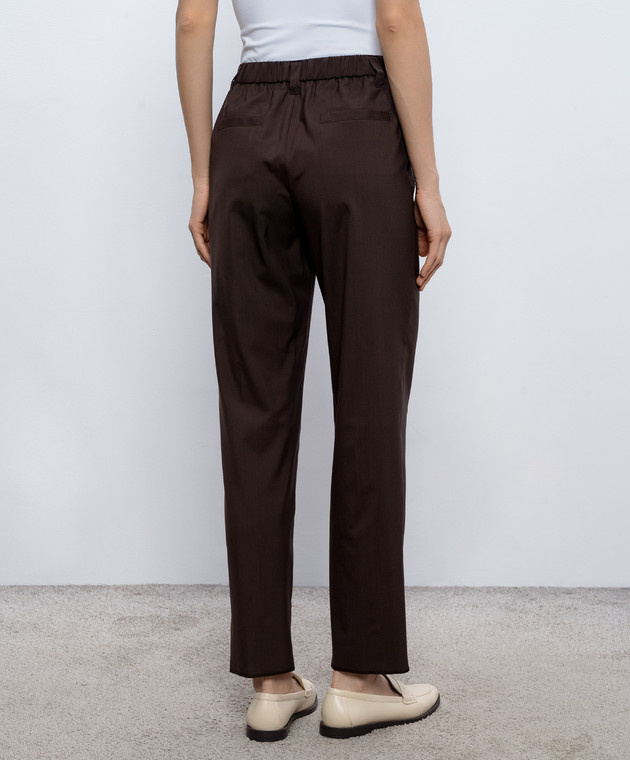 Marco Pescarolo Коричневые брюки Zeza из шерсти и шелка ZEZAD5314 изображение 3