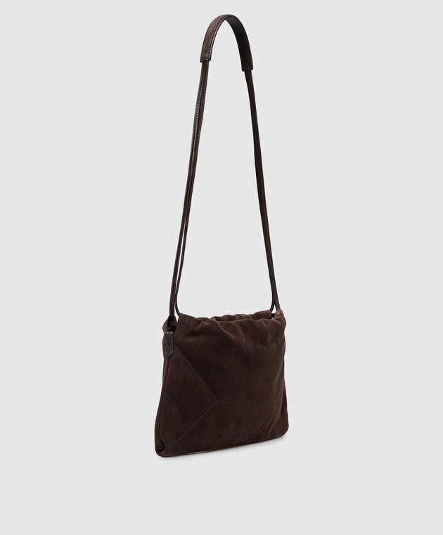 Brunello Cucinelli Коричнева замшева сумка-кісет Duo Pouch з тисненням логотипа MBDLD2808P зображення 3