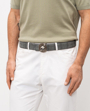 Stefano Ricci Серый ремень из кожи крокодила с эффектом нубука N381CNC550P