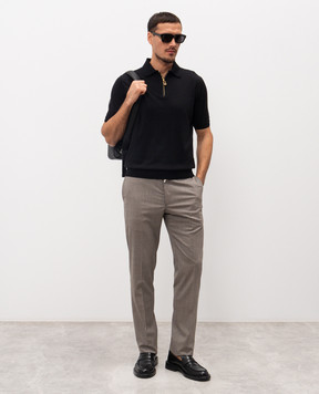 Stefano Ricci Черное поло с шелком K616440Z35F26109