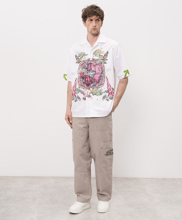 Off-White Белая рубашка с принтом Dream World 44MGG01FZ26F002 изображение 2