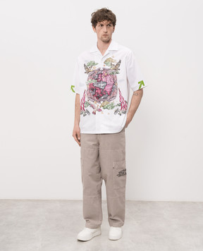Off-White Белая рубашка с принтом Dream World 44MGG01FZ26F002