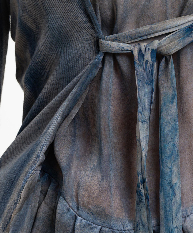 Masnada Синя блуза з шовком 8091 зображення 5