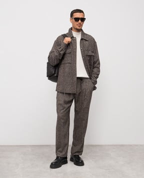 Dolce&Gabbana Коричневі штани з вовною в клітинку GP12RTFQMKD