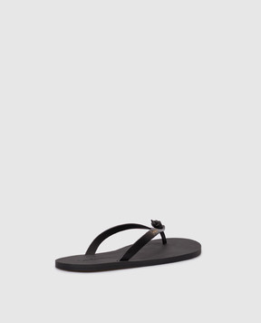 Saint Laurent Чорні шкіряні шльопанці POOL з логотипом 860815DWE00