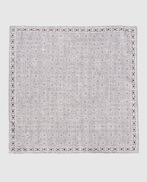 Brunello Cucinelli Сіра двостороння хустка-паше із шовку у візерунок MX8670091